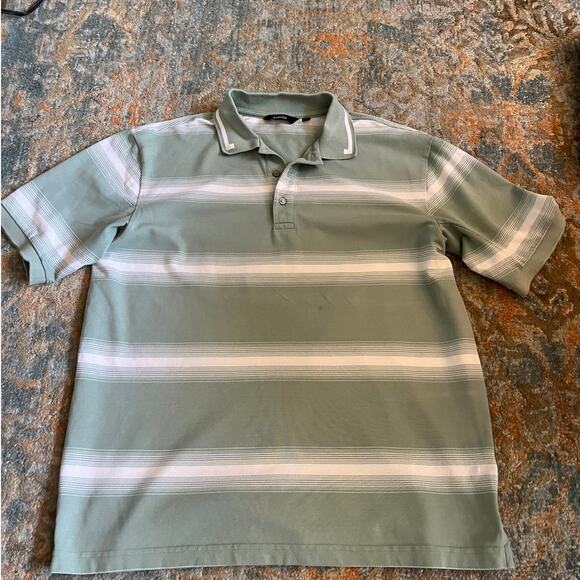 Radmor Golf Polo Shirt, Pima Cotton, Sage Green Stripe, L - Picture 1 of 4